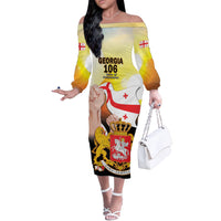 Personalised Georgia Off The Shoulder Long Sleeve Dress Happy 106 Years Of Independence - Wonder Print Shop