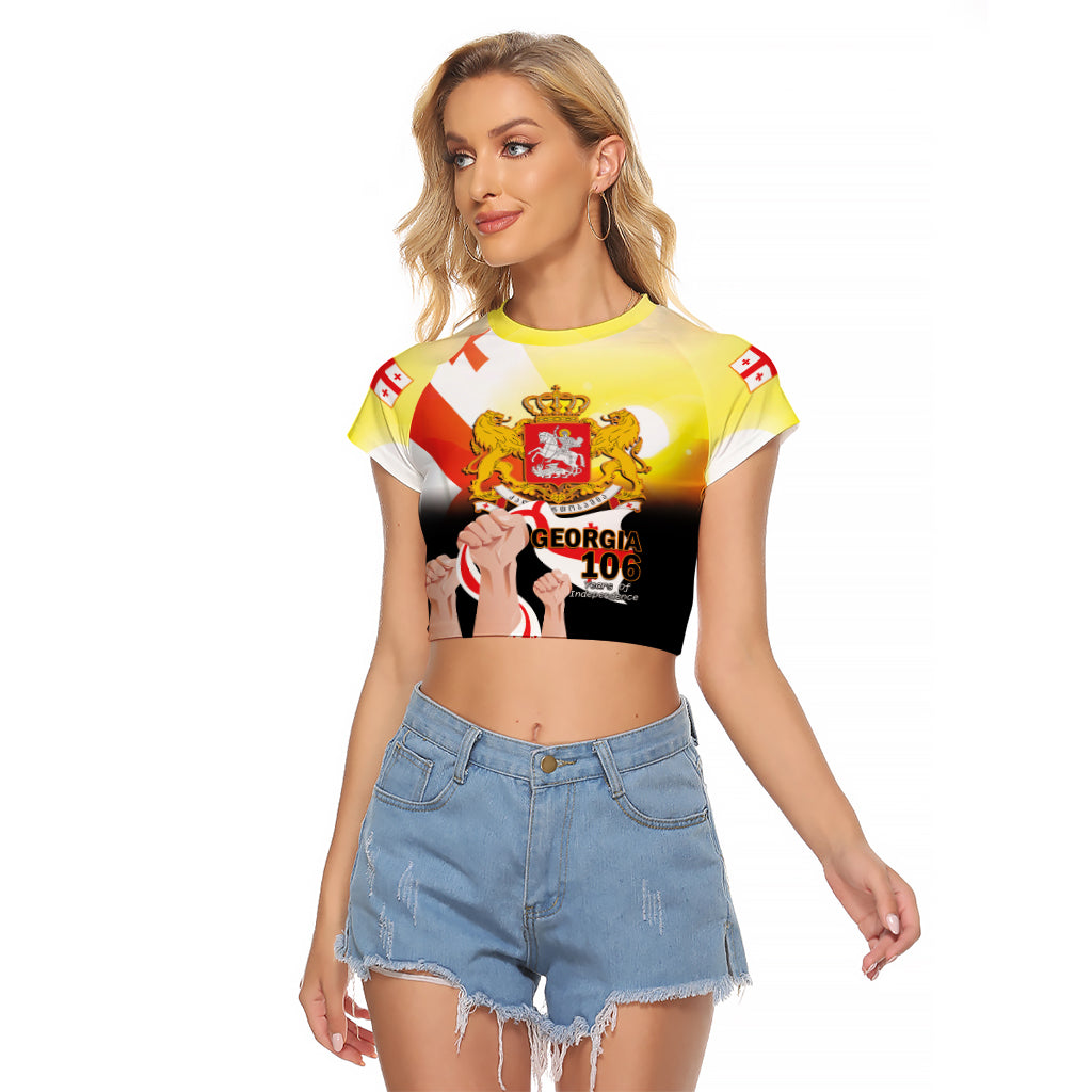 Personalised Georgia Raglan Cropped T Shirt Happy 106 Years Of Independence - Wonder Print Shop