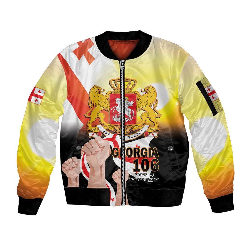 Personalised Georgia Sleeve Zip Bomber Jacket Happy 106 Years Of Independence - Wonder Print Shop