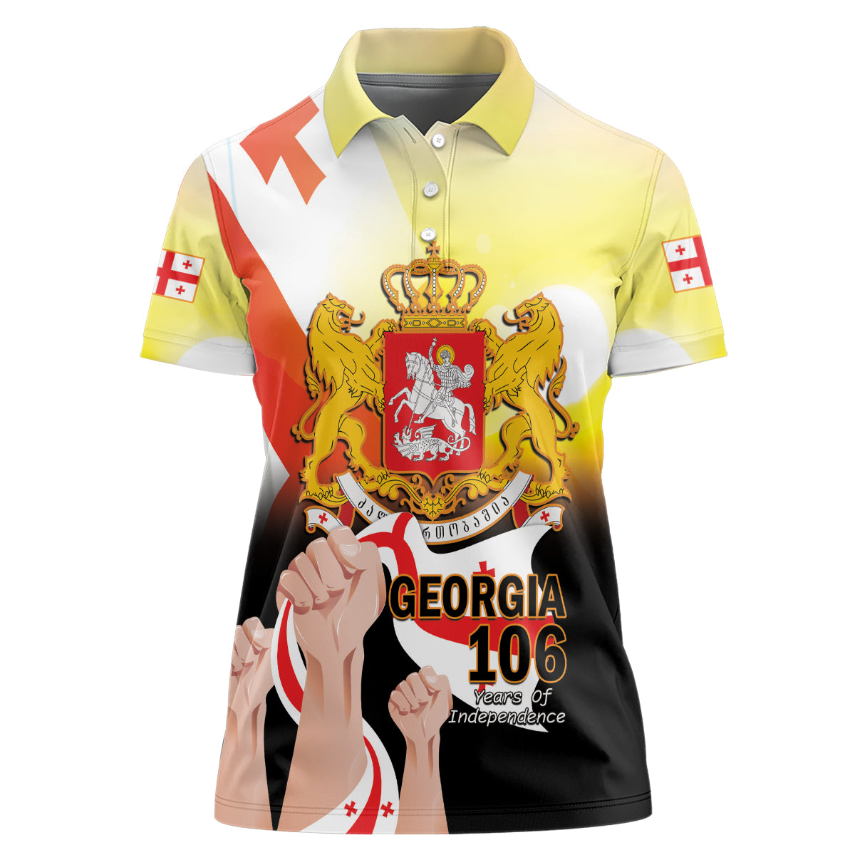 Personalised Georgia Women Polo Shirt Happy 106 Years Of Independence - Wonder Print Shop