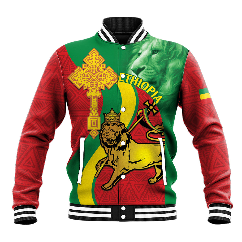 Ethiopia National Day Baseball Jacket Ethiopia Lion of Judah African Pattern - Wonder Print Shop