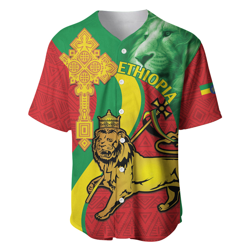 Ethiopia National Day Baseball Jersey Ethiopia Lion of Judah African Pattern - Wonder Print Shop