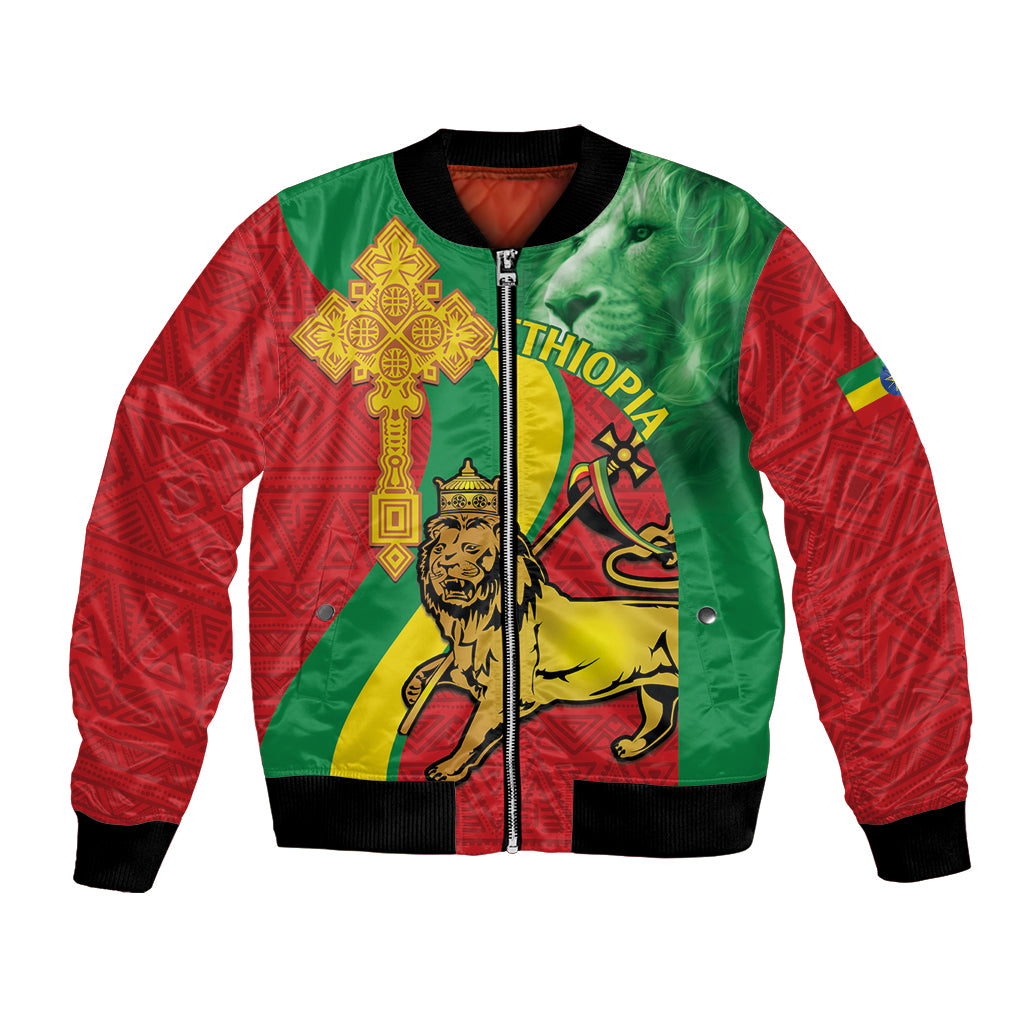 Ethiopia National Day Bomber Jacket Ethiopia Lion of Judah African Pattern - Wonder Print Shop