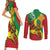 Ethiopia National Day Couples Matching Short Sleeve Bodycon Dress and Long Sleeve Button Shirt Ethiopia Lion of Judah African Pattern