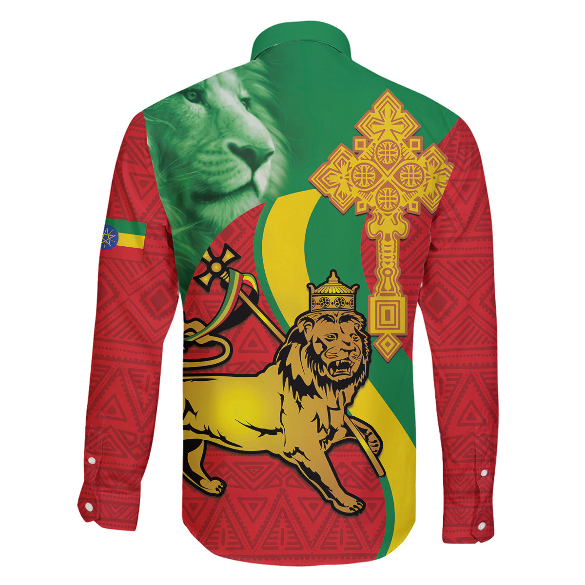 Ethiopia National Day Family Matching Off Shoulder Maxi Dress and Hawaiian Shirt Ethiopia Lion of Judah African Pattern - Wonder Print Shop