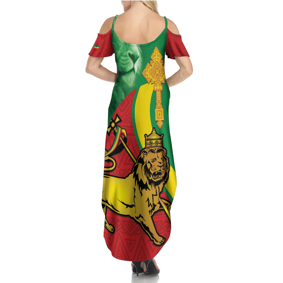 Ethiopia National Day Family Matching Summer Maxi Dress and Hawaiian Shirt Ethiopia Lion of Judah African Pattern - Wonder Print Shop
