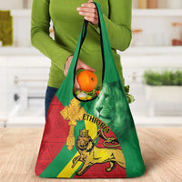 Ethiopia National Day Grocery Bag Ethiopia Lion of Judah African Pattern