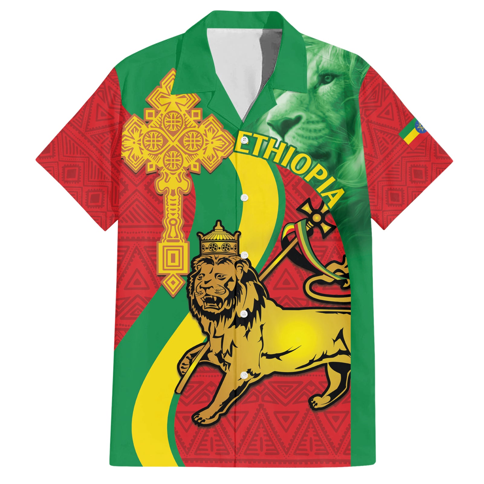 Ethiopia National Day Hawaiian Shirt Ethiopia Lion of Judah African Pattern - Wonder Print Shop