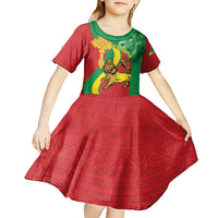 Ethiopia National Day Kid Short Sleeve Dress Ethiopia Lion of Judah African Pattern - Wonder Print Shop
