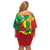Ethiopia National Day Off Shoulder Short Dress Ethiopia Lion of Judah African Pattern