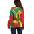 Ethiopia National Day Off Shoulder Sweater Ethiopia Lion of Judah African Pattern