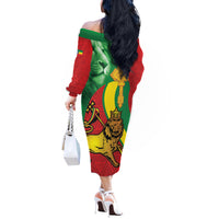 Ethiopia National Day Off The Shoulder Long Sleeve Dress Ethiopia Lion of Judah African Pattern - Wonder Print Shop