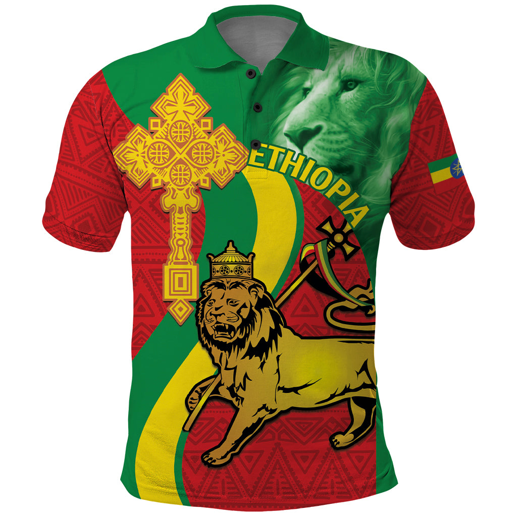 Ethiopia National Day Polo Shirt Ethiopia Lion of Judah African Pattern