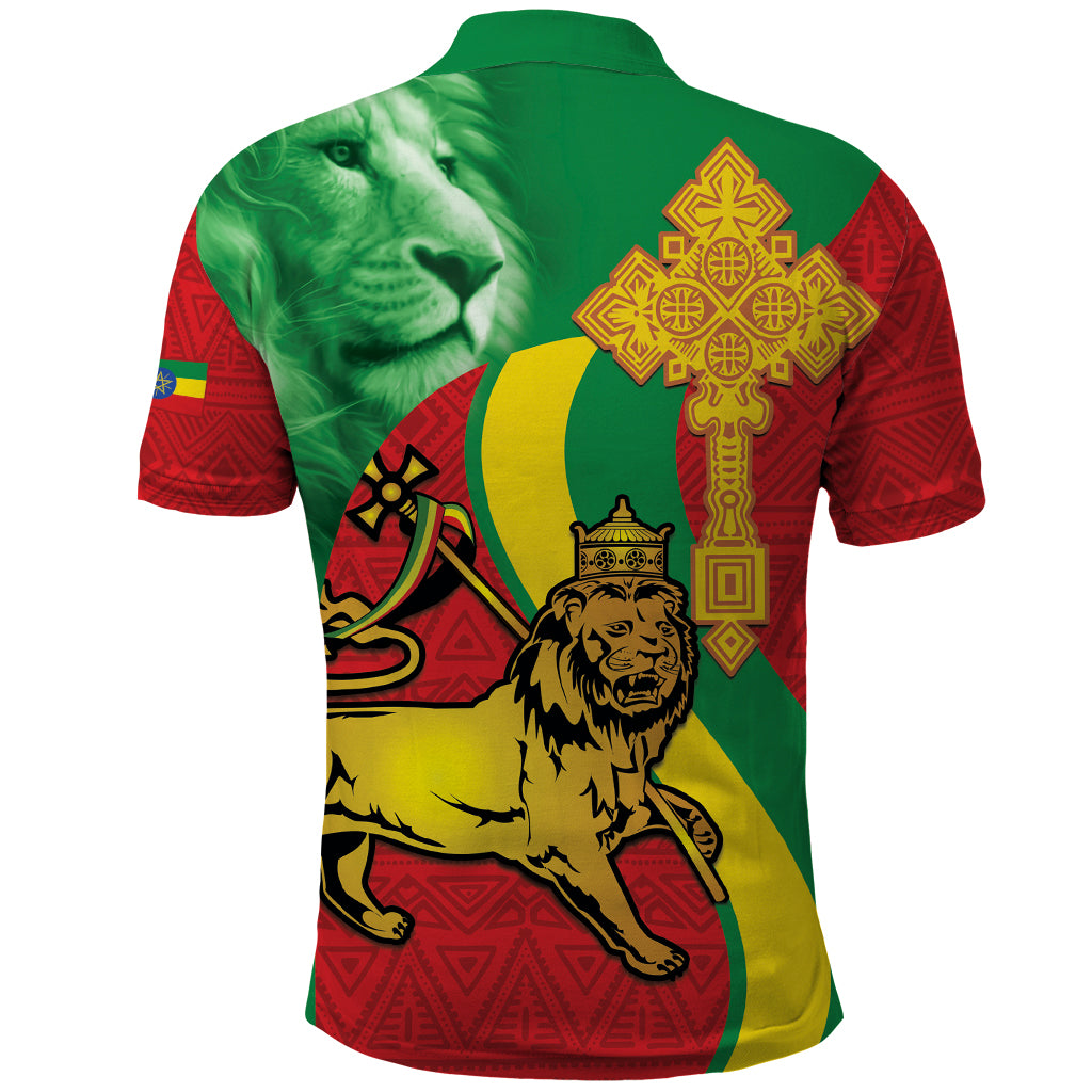 Ethiopia National Day Polo Shirt Ethiopia Lion of Judah African Pattern - Wonder Print Shop