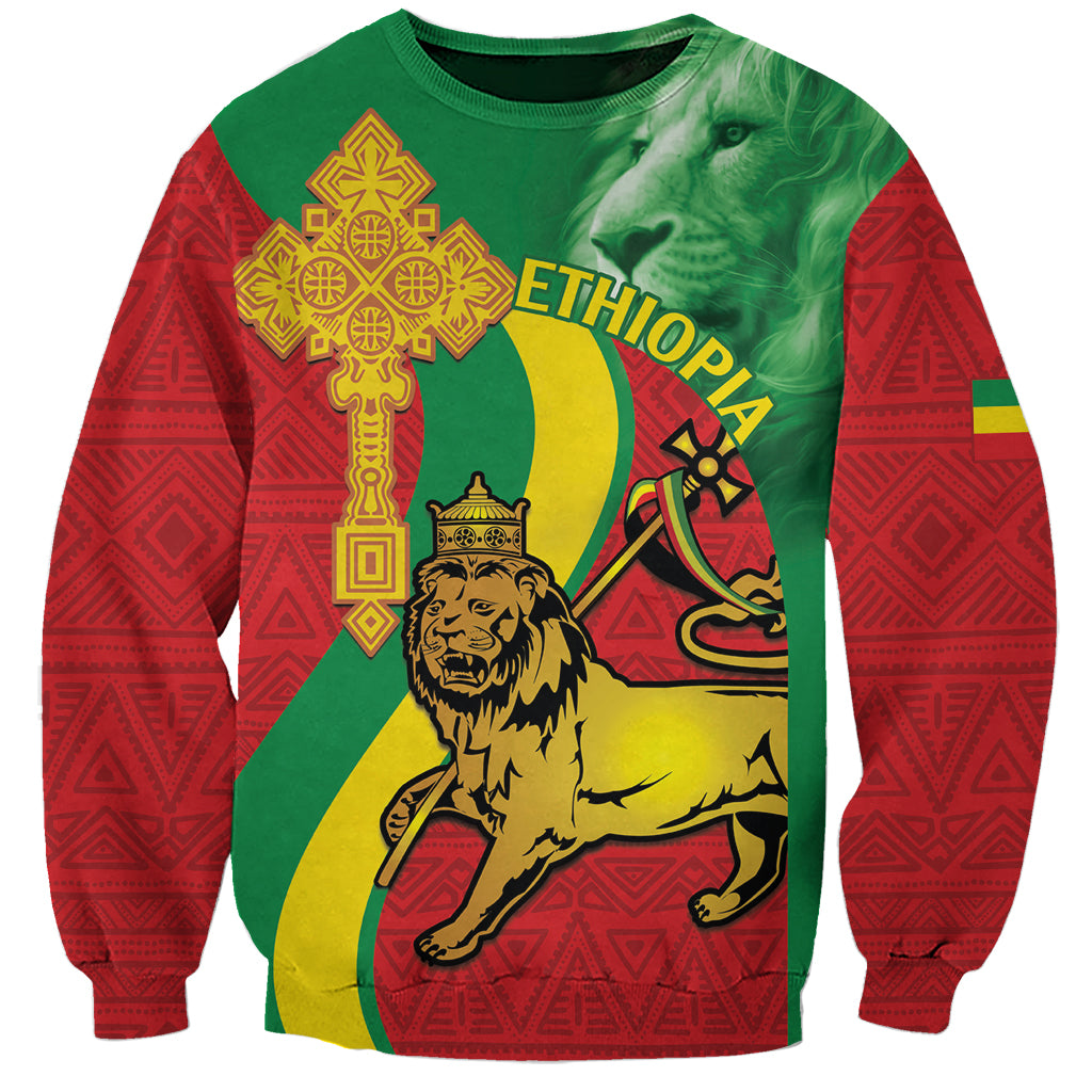 Ethiopia National Day Sweatshirt Ethiopia Lion of Judah African Pattern - Wonder Print Shop
