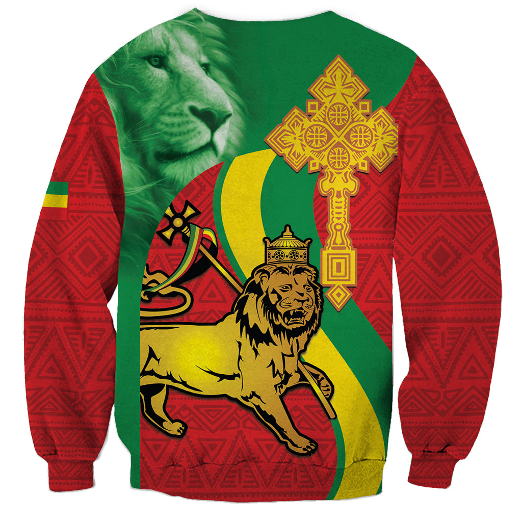 Ethiopia National Day Sweatshirt Ethiopia Lion of Judah African Pattern - Wonder Print Shop
