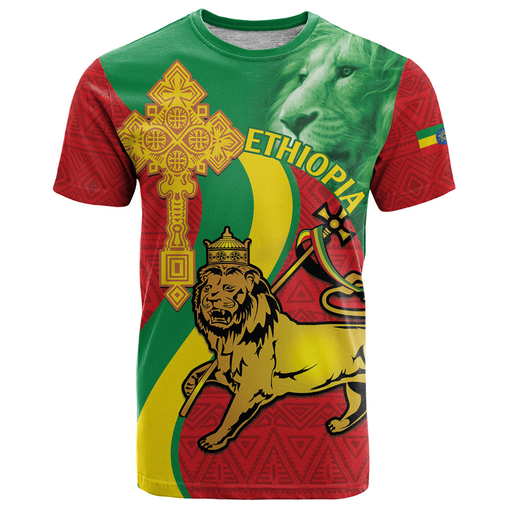 Ethiopia National Day T Shirt Ethiopia Lion of Judah African Pattern - Wonder Print Shop
