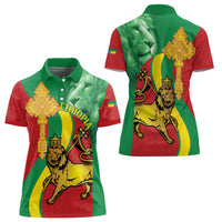 Ethiopia National Day Women Polo Shirt Ethiopia Lion of Judah African Pattern - Wonder Print Shop
