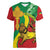 Ethiopia National Day Women V-Neck T-Shirt Ethiopia Lion of Judah African Pattern