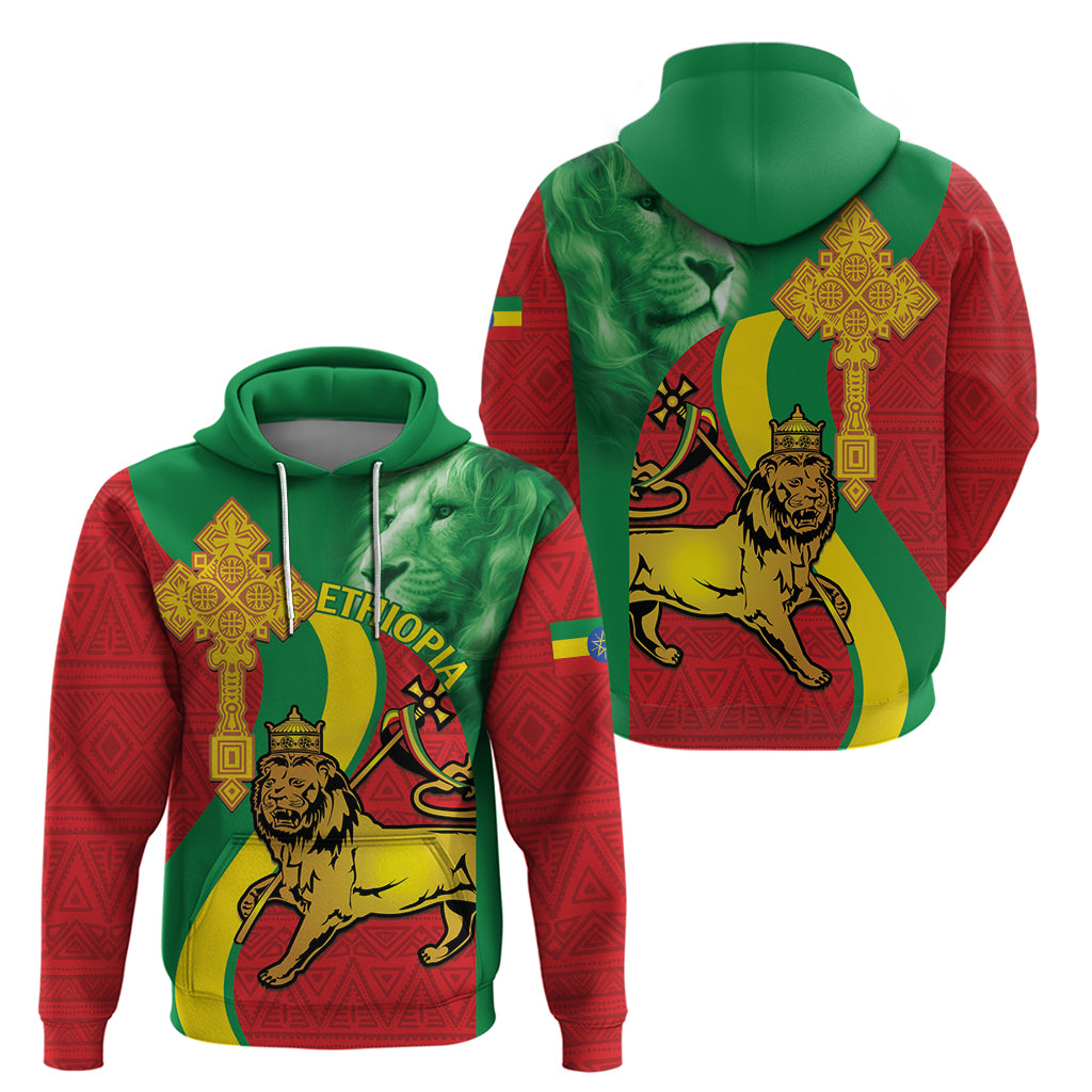 Ethiopia National Day Zip Hoodie Ethiopia Lion of Judah African Pattern - Wonder Print Shop