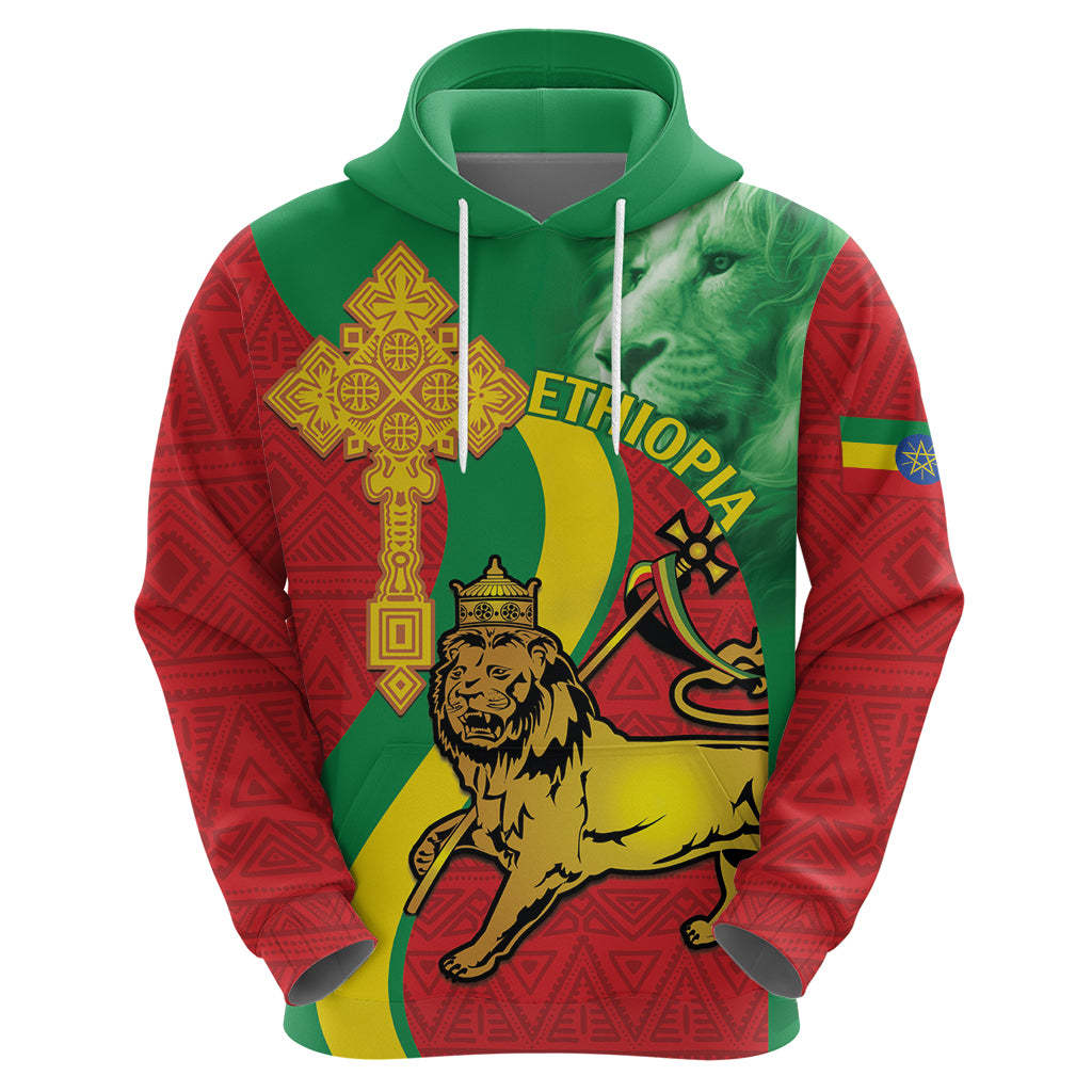 Ethiopia National Day Zip Hoodie Ethiopia Lion of Judah African Pattern - Wonder Print Shop