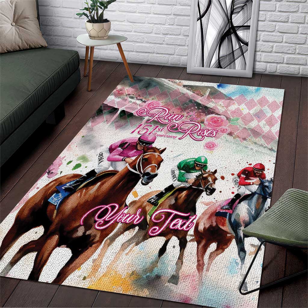 Personalized Kentucky Horse Racing Area Rug 151st Anniversary Run For The Roses