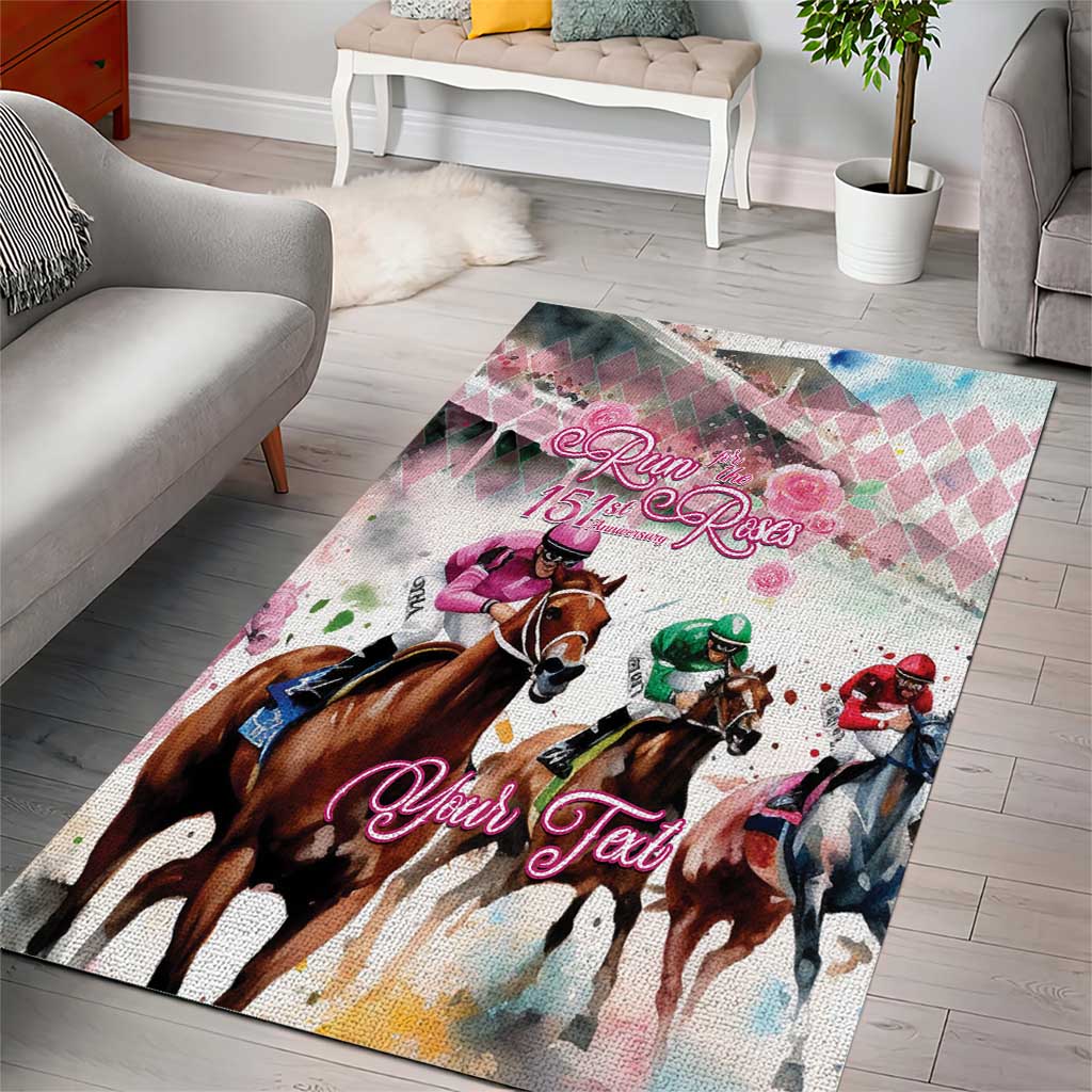 Personalized Kentucky Horse Racing Area Rug 151st Anniversary Run For The Roses