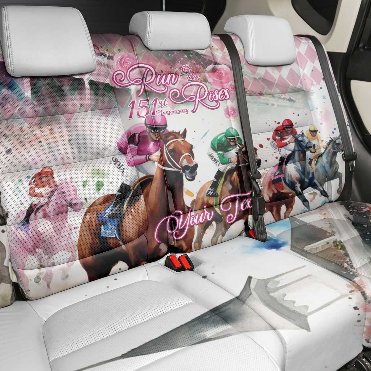 Personalized Kentucky Horse Racing Back Car Seat Cover 151st Anniversary Run For The Roses