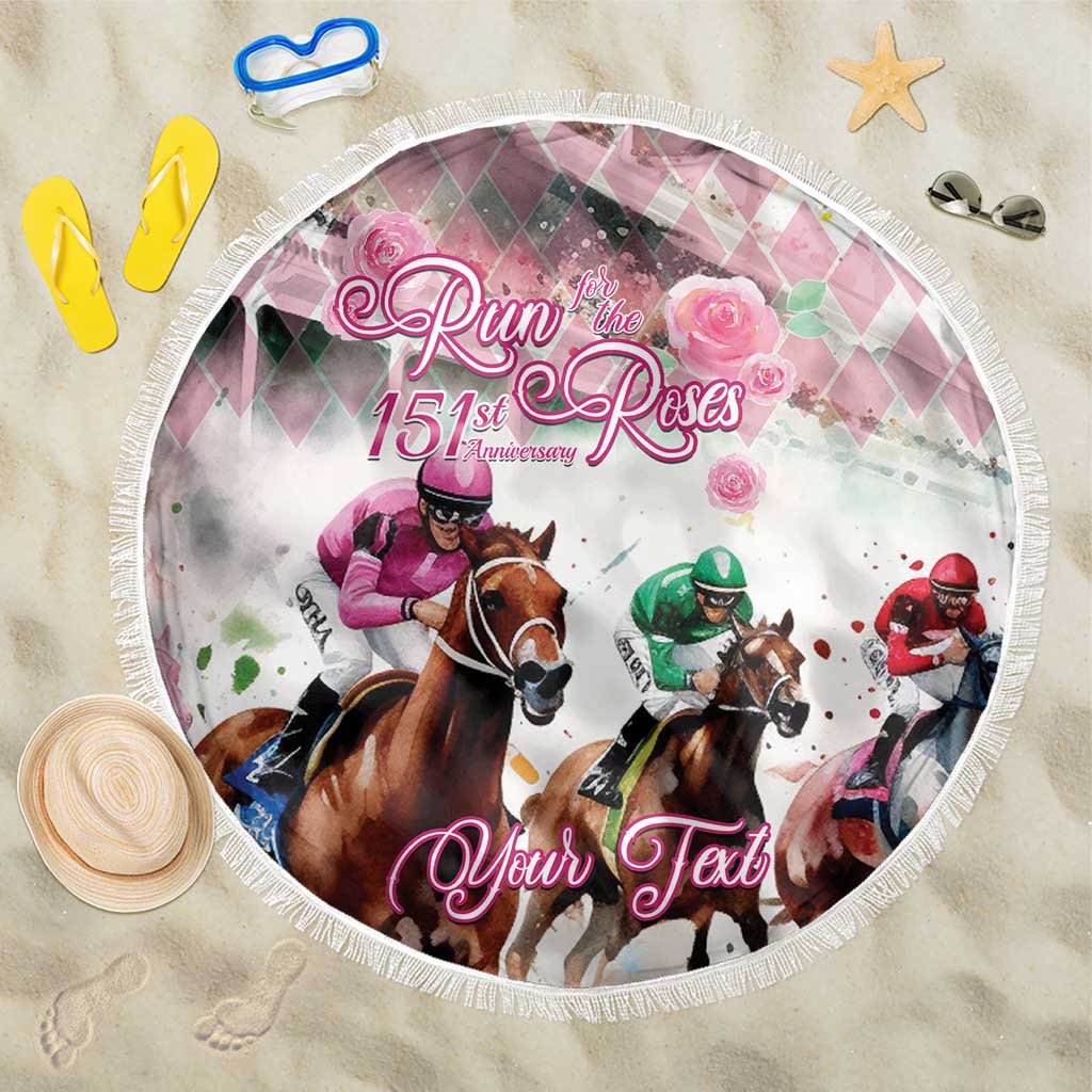 Personalized Kentucky Horse Racing Beach Blanket 151st Anniversary Run For The Roses