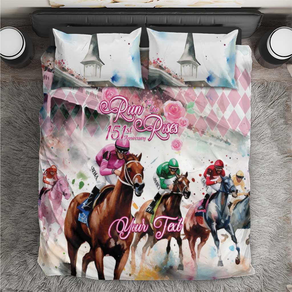 Personalized Kentucky Horse Racing Bedding Set 151st Anniversary Run For The Roses