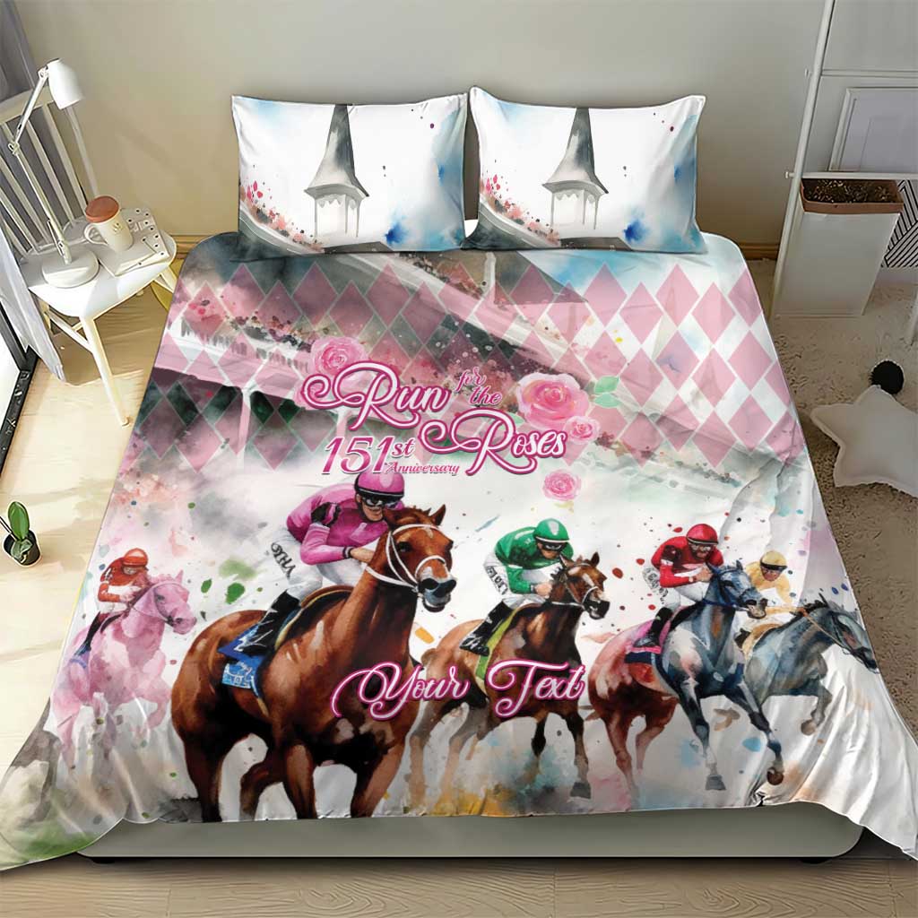Personalized Kentucky Horse Racing Bedding Set 151st Anniversary Run For The Roses