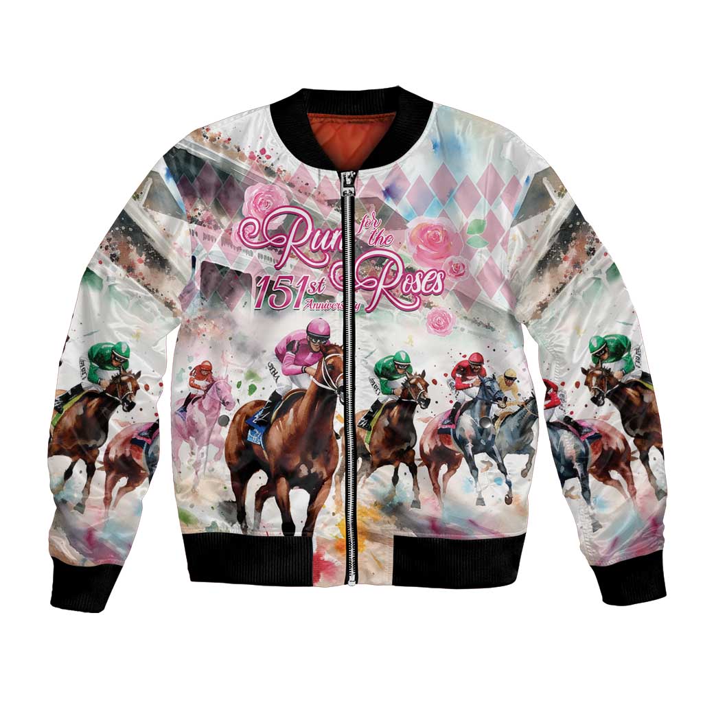 Personalized Kentucky Horse Racing Bomber Jacket 151st Anniversary Run For The Roses