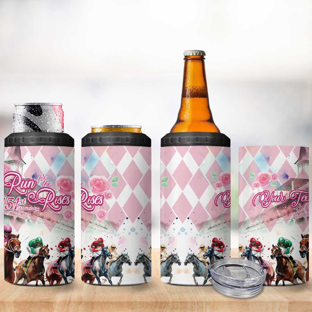 Personalized Kentucky Horse Racing 4 in 1 Can Cooler Tumbler 151st Anniversary Run For The Roses