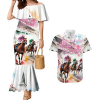 Personalized Kentucky Horse Racing Couples Matching Mermaid Dress and Hawaiian Shirt 151st Anniversary Run For The Roses