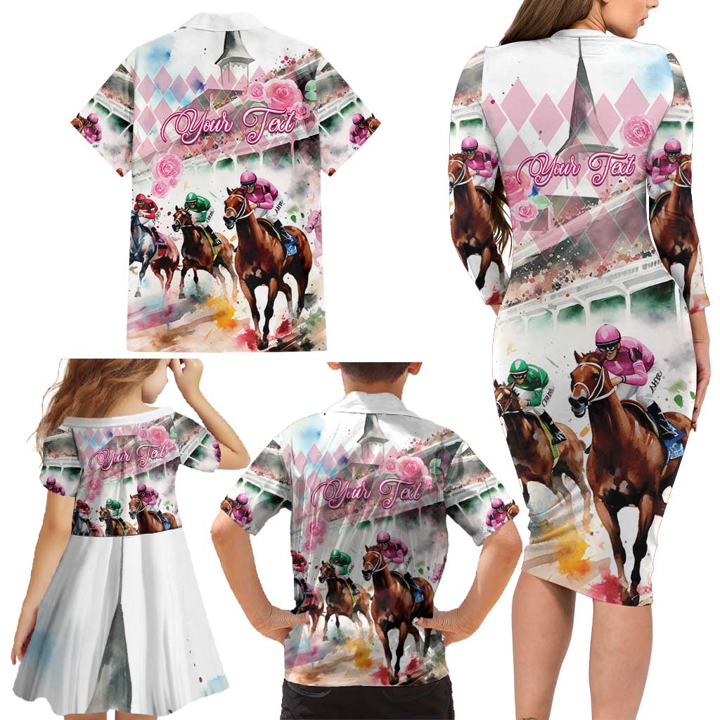 Personalized Kentucky Horse Racing Family Matching Long Sleeve Bodycon Dress and Hawaiian Shirt 151st Anniversary Run For The Roses