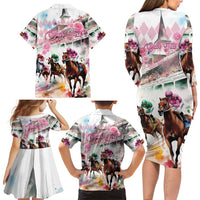 Personalized Kentucky Horse Racing Family Matching Long Sleeve Bodycon Dress and Hawaiian Shirt 151st Anniversary Run For The Roses