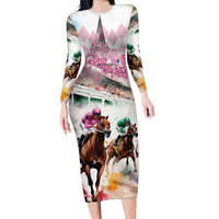 Personalized Kentucky Horse Racing Family Matching Long Sleeve Bodycon Dress and Hawaiian Shirt 151st Anniversary Run For The Roses