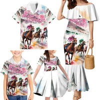 Personalized Kentucky Horse Racing Family Matching Mermaid Dress and Hawaiian Shirt 151st Anniversary Run For The Roses