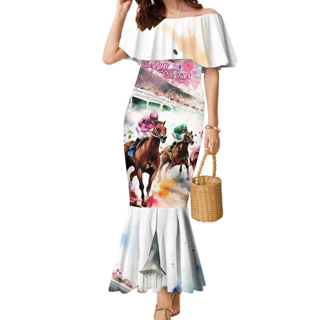 Personalized Kentucky Horse Racing Family Matching Mermaid Dress and Hawaiian Shirt 151st Anniversary Run For The Roses