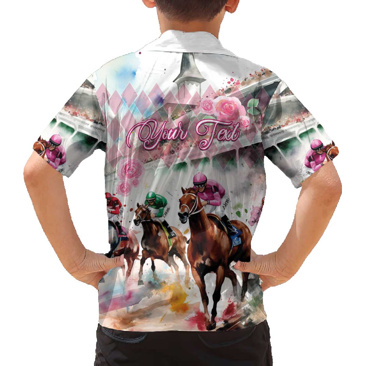Personalized Kentucky Horse Racing Family Matching Off The Shoulder Long Sleeve Dress and Hawaiian Shirt 151st Anniversary Run For The Roses