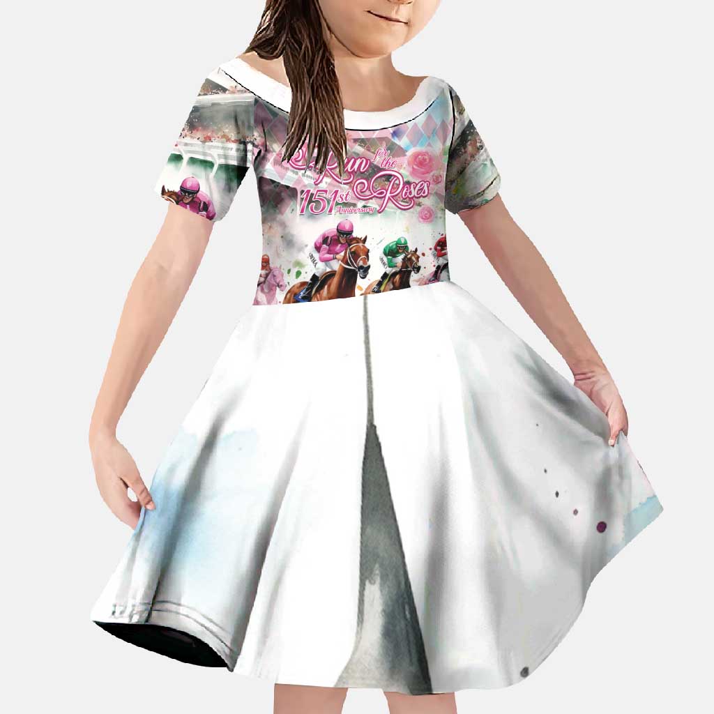 Personalized Kentucky Horse Racing Family Matching Off Shoulder Maxi Dress and Hawaiian Shirt 151st Anniversary Run For The Roses