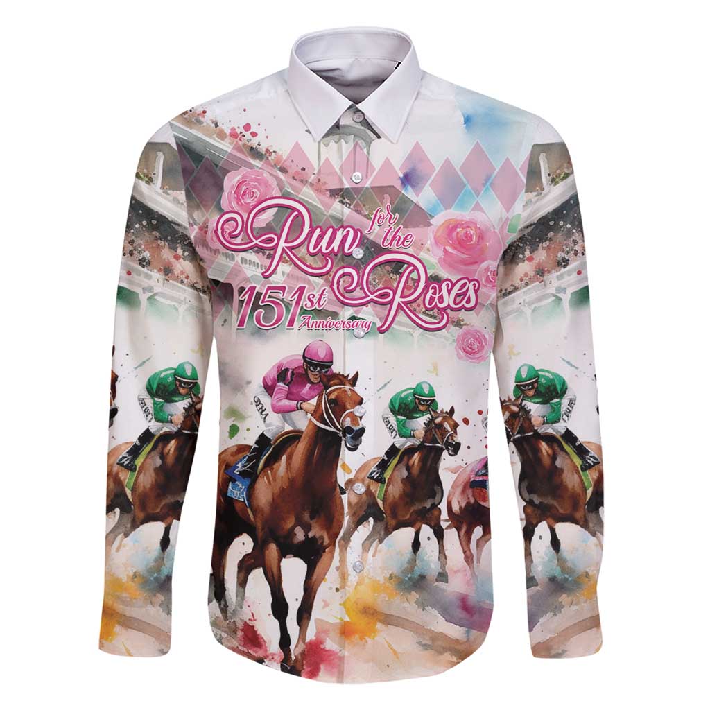 Personalized Kentucky Horse Racing Family Matching Off Shoulder Short Dress and Hawaiian Shirt 151st Anniversary Run For The Roses