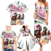Personalized Kentucky Horse Racing Family Matching Summer Maxi Dress and Hawaiian Shirt 151st Anniversary Run For The Roses