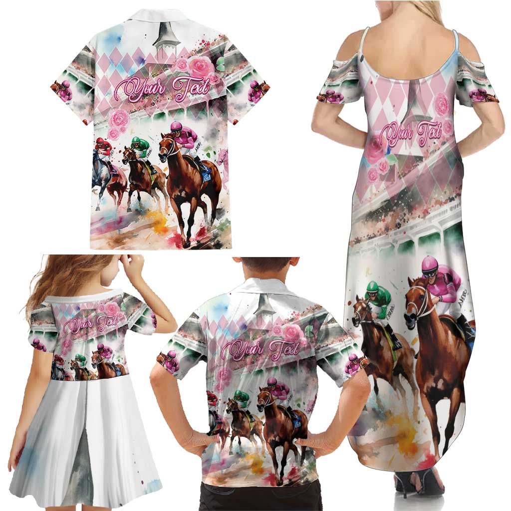 Personalized Kentucky Horse Racing Family Matching Summer Maxi Dress and Hawaiian Shirt 151st Anniversary Run For The Roses