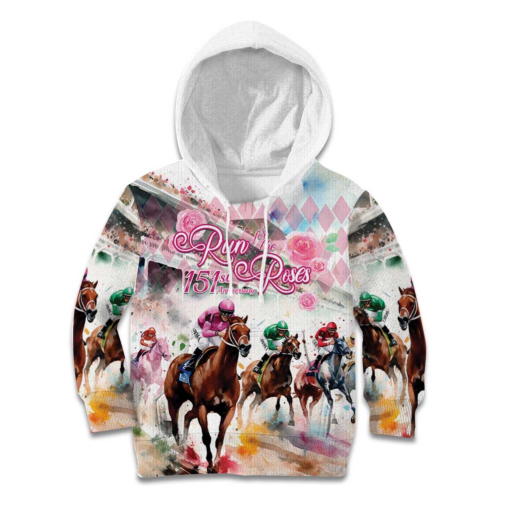 Personalized Kentucky Horse Racing Kid Hoodie 151st Anniversary Run For The Roses