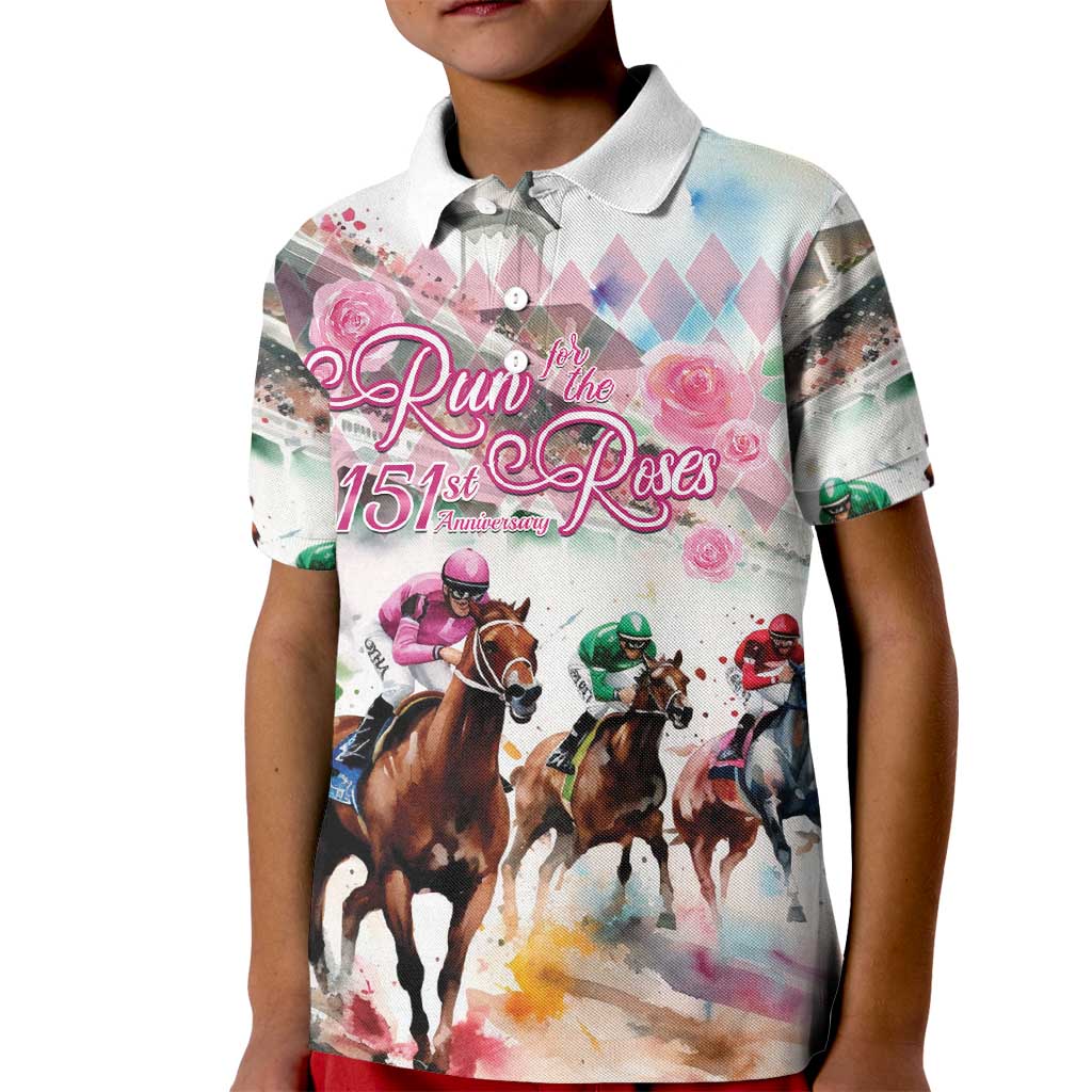 Personalized Kentucky Horse Racing Kid Polo Shirt 151st Anniversary Run For The Roses