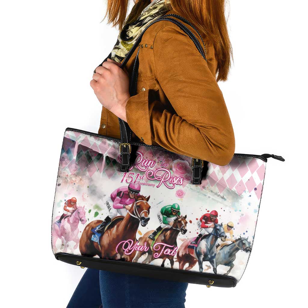 Personalized Kentucky Horse Racing Leather Tote Bag 151st Anniversary Run For The Roses