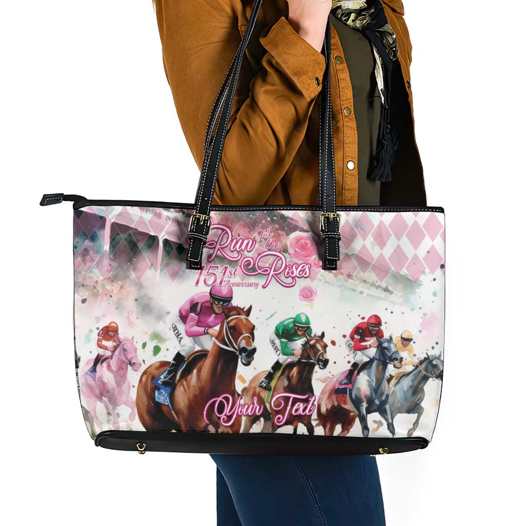 Personalized Kentucky Horse Racing Leather Tote Bag 151st Anniversary Run For The Roses