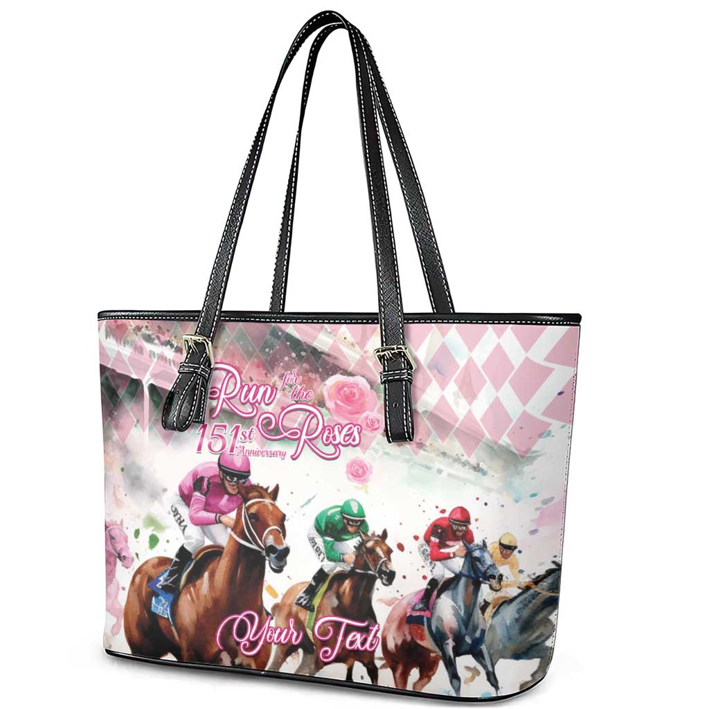 Personalized Kentucky Horse Racing Leather Tote Bag 151st Anniversary Run For The Roses