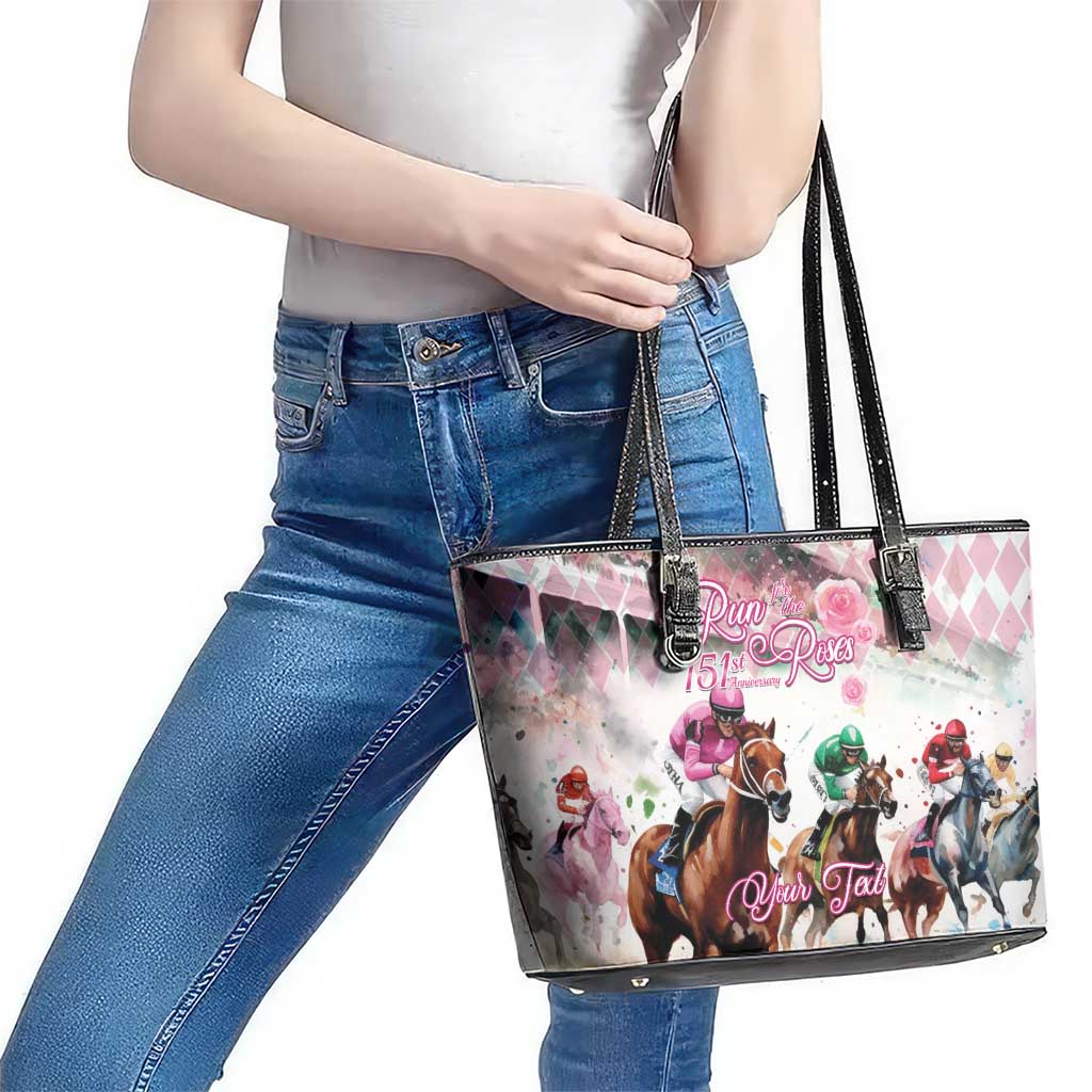 Personalized Kentucky Horse Racing Leather Tote Bag 151st Anniversary Run For The Roses